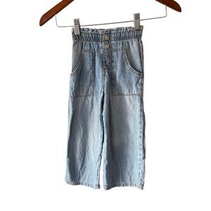 Zara Kids Denim Paper Bag Wide Leg Blue Jeans
